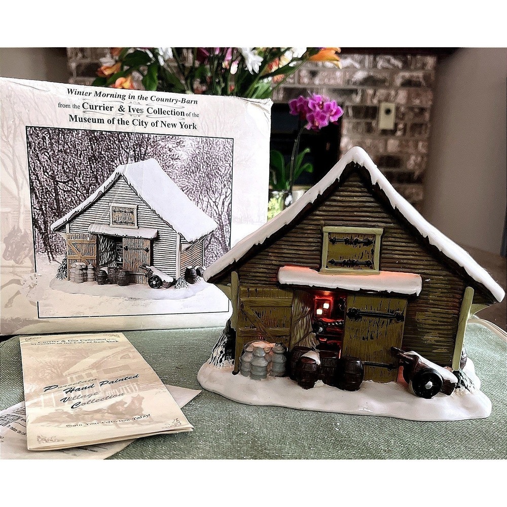 Currier and Ives New York Museum "Winter Morning In The Country Barn" With Box